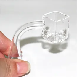 Date d'arrivée Fumer Quartz Cube de sucre Banger Nail 10mm / 14mm / 18mm / 19mm Femelle Mâle Véritable Quartz Poli Clair Clous à Joint Pour Tuyaux Carrés