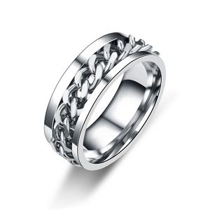 Nieuwste aankomst rvs ketting roterende ring voor mannen vrouwen persoonlijkheid roteerbare hiphop ringen ontwerp ronde valentijnsdag geschenken geschenk