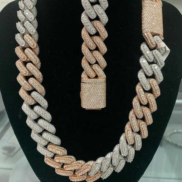 Les plus récents arrivages Miami Men Cuban Chain Sterling Silver 925 Iced Out Fully Vvs Moissanite Diamond Necklace