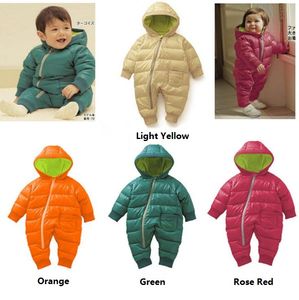 Nieuwste herfst winter baby kleding snoep kleur baby jumpsuit met rits verdikking jumpsuit kinderen Snowsuits warme babykleding