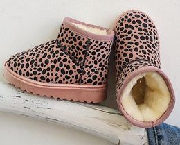 Date bébé enfants chaussures hiver enfants bottes de neige enfants imperméable à l'eau bottes en daim garçon filles imprimé léopard épaissir garder au chaud coton botte