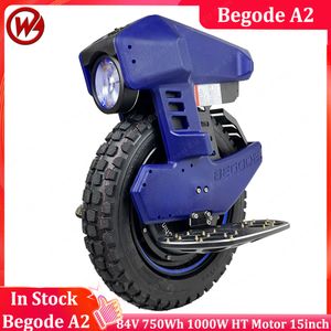 Le plus récent monocycle électrique Begode A2 84 V 750Wh 1000 W moteur nouveau boîtier de batterie en alliage d'aluminium 15 pouces pneu A2 EUC