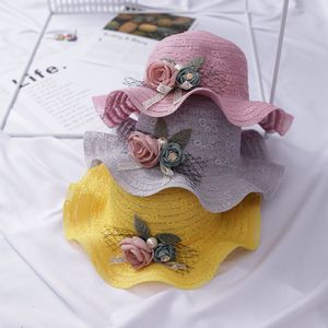 Le plus récent grand large bord plage chapeaux casquettes mode ondulé arc été chapeau de soleil pour les femmes pliant visière chapeau Chapeu Feminino