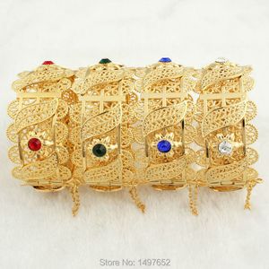 Nieuwste Big Wide Dubai Gold Bangles voor Dames Men18K Gold Color Crystal Armbanden Sieraden Afrikaans / India / Kenia // Midden-Oosten Stijl Q0720