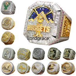 Diseñador Campeonato Mundial de Baloncesto Anillo Conjunto Lujo 14K Gold Nuggets Equipo JOKIC Campeones Anillos para Hombres Mujeres Diamante Deporte Joyas