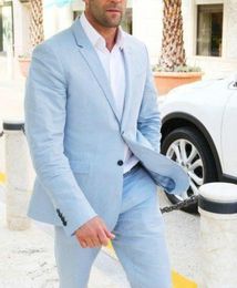 Les nouveaux combinaisons bleues pour le mariage narqué de marié smoamedos Blazers Man costumes 2 pièces Dernier pantalon manteau conception terno mascul5901423