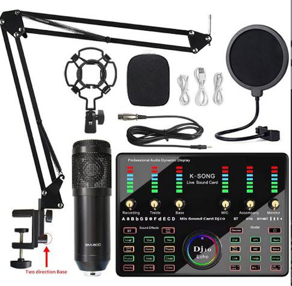 Nuovi microfoni audio professionali BM 800 DJ10 Echo Set di schede audio V8 Pro BM800 Condensatore Mic Studio aggiornato per TV di tipo C Registrazione vocale dal vivo Podcast Performance