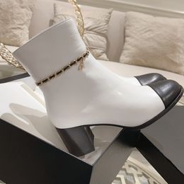 Nouvelle marque de luxe de luxe femme bottes courtes orteil rond