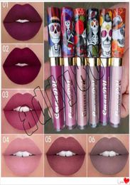 Nieuwste merk make -up CMAADU MATTE 6 Colors Liquid Lipstick Lip Gloss en Longlasting Skull Tupe Lipsticks6306861