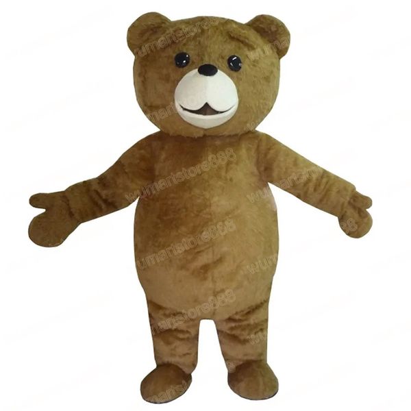 Le plus récent costume de mascotte d'ours en peluche marron, tenue unisexe de carnaval, fête d'anniversaire de Noël, festival en plein air, accessoires promotionnels