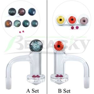 Beracky Full Weld Diamond Facted Bottom Smoking Terp Slurper Quartz Banger avec capuchon en marbre de verre Ruby Pearls 2,5 mm Ongles Slurpers sans couture pour bangs à eau Dab Rigs