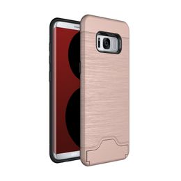 Nieuwste kaartsleufzaken voor iPhone 13 12 11 PRO XR XR XS MAX 8 Plus Samsung S9 S10 S20 Armor Hard Shell Achterkant met Kickstand Phone Case