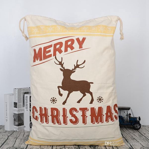 Nuevo Patrón de Navidad Saco Santa Canvas Drawstring Paquete Niños Bolsos de regalo Candy Bolsa de almacenamiento de chocolate Festival Suministros