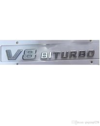 Le plus récent Chrome "V8 BITURBO" ABS plastique coffre de voiture lettres arrière Badge emblème emblèmes autocollant autocollant AMG 17194251181
