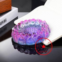 Le plus récent verre de cristal coloré fleur de lotus fumer cendriers de bureau portable innovant herbe tabac cigarette porte-cigare cendres suie joint conteneur cendrier