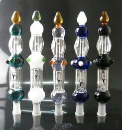 Le plus récent Bongs en verre coloré avec plate-forme pétrolière de tube de verre droit à ongles en titane avec une grande qualitity