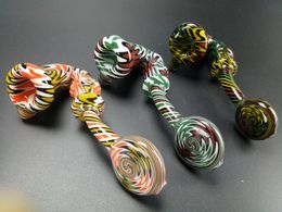 Date Coloré Pyrex Verre Long Bend Style Pipe À La Main Tube De Fumer Portable Bong Jolie Couleur Conception Innovante À La Main Titulaire Gâteau Chaud DHL