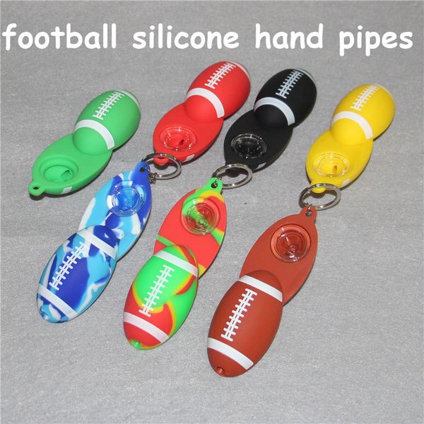Porte-clés en Silicone coloré en forme de Football, Mini pipes à main pour fumer, tabac, cigarettes, Tube Portable 10 couleurs