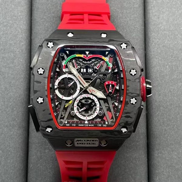 El más nuevo diseñador fresco F1 racing carbon Mclaren hombres reloj RM50-03 banda de goma movimiento automático impermeable moda pub club reloj de pulsera Relojes de lujo lusso Orologio