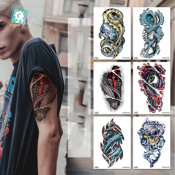Nouveaux autocollants de tatouage de bras robotique cool 10 autocollants de tatouage de styles différents autocollants de tatouage dégradé temporaire imperméable
