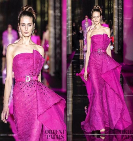 NOUVEAU COUTURE COUTURE ZUHAIR MURAD Robes de soirée de tapis rouge sirène Sirène sans dossier fuchsia robe de bal la dernière robe de fête design8248025