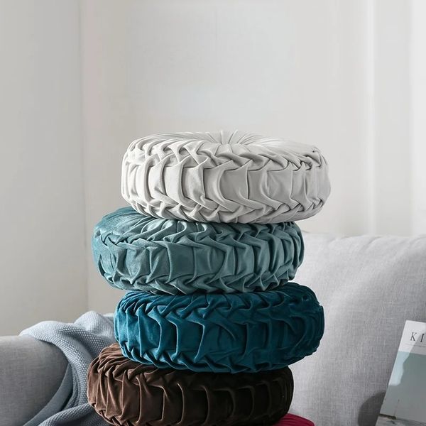 NOUVEAU plus récent et élégant pour home Velvet Velvet Round Pouf en couleur unie pour la décoration intérieure douce et moelleuse utilisation