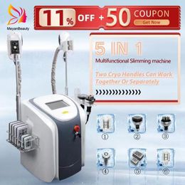 Newest Cryolipolysis Fat Freezing Machine Body Slimming Cavitation RF Equipment Weight Reduction Lipo Laser 2 cryo Heads Can Work At The Same Time