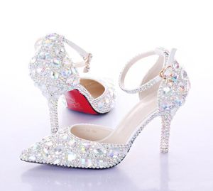 Nieuwste Crystal Rhinestone Shiny Hoge Heel Female Lady039S Women Bridal Evening Prom Party Club Bar Wedding Bruidsmeisje schoenen6104527