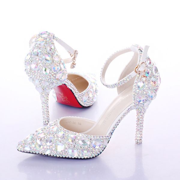 Date cristal strass brillant haut talon femme dame femmes mariée soirée bal fête club Bar mariage demoiselle d'honneur chaussures