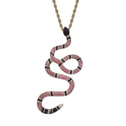 Collier avec pendentif serpent coloré en zircone cubique, avec chaîne en corde, Micro pavé or argent Punk Hip Hop, bijoux 246x, nouvelle collection