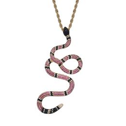 Collier pendentif serpent coloré en zircone cubique, avec chaîne en corde, Micro pavé or argent Punk Hip Hop, bijoux 238Q, nouvelle collection