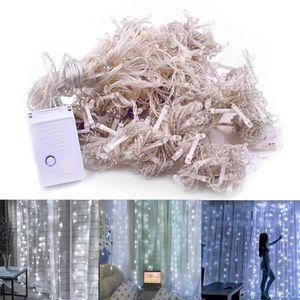 DÉCESSION DES CONCEPTION DES plus récents 300 Light White Romantic Christmas Mariage extérieur Decoration Curtain Light 110V High Lightmness LED cordes 256L