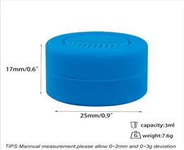 Nieuwste ontwerp 3 ml oliecontainers anti -aanbak siliconen jar roken accessoires potten dab wax rubberen container voor dabber8944691