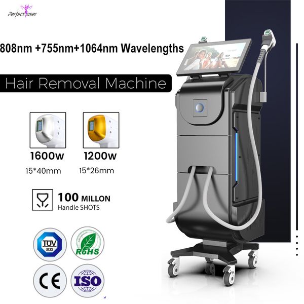 Nouvelle conception 808 Diode Laser Machine épilation Laser rajeunissement de la peau 3 longueurs d'onde épilateur livraison gratuite