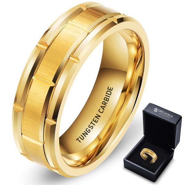Nouvelle conception éternité 8mm son et son ensemble bague en tungstène doré anneaux de mariage ensemble de Couple
