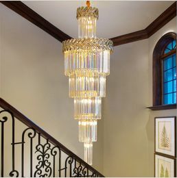 Grand lustre en cristal moderne de luxe, Long lustre en cristal de haute qualité pour Villa, nouveau Design
