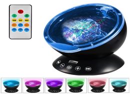 Nouvelle conception télécommande océan vague projecteur 12 LED 7 couleurs veilleuse avec mini lecteur de musique intégré pour salon B2586893