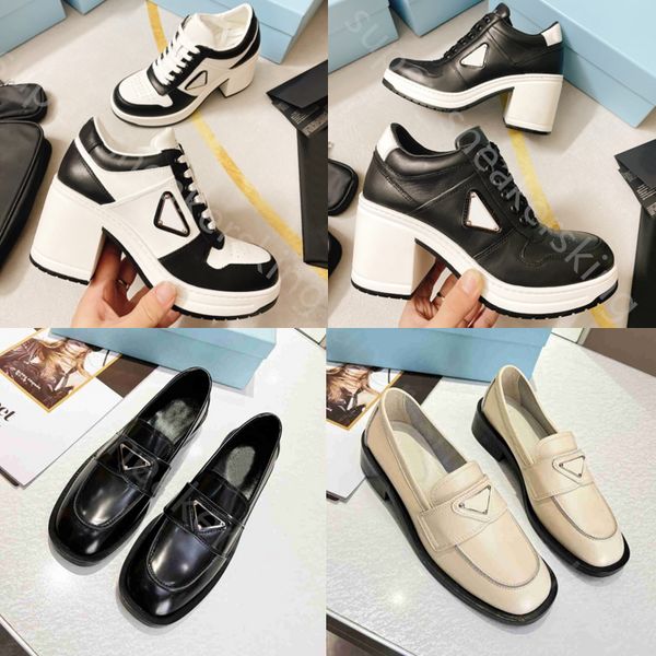 Zapatos de diseñador Plataforma plana Mujer Mocasines con cordones Zapatillas de deporte de fondo grueso Zapatillas de deporte negras blancas de lujo con caja 35-41