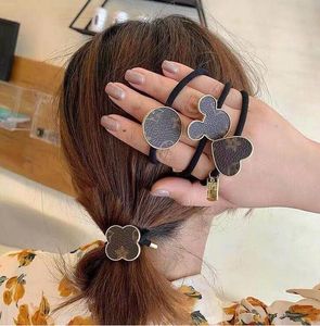 Nieuwste Designer Koreaanse Top Design Haar Rubber Creatieve Bloem Geometrische Haar Touw Elastische Haar Banden Brief Print Vrouwen Sieraden Accessoires