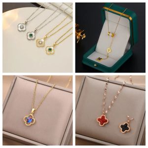 Nieuwste designer kettingen 18k vergoeld goud voor vrouwen 4/vier blad klaver hanger ketting kettingen sieraden mode vrouwen bruiloft chirstmas cadeau