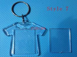 Más nuevo DIY acrílico en blanco Foto Llaveros en forma de llavero transparente Insertar foto plástico llaveros