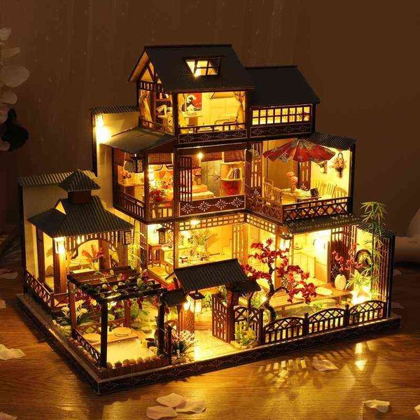 Lo más nuevo, casa de muñecas de madera DIY, arquitectura, casas de muñecas, miniaturas con muebles, juguetes para niños, amigo, regalo de cumpleaños