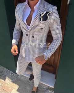 Date Double-Breasted Groomsmen Peak Lapel Mariage Groom Tuxedos Hommes Costumes Mariage / Bal / Dîner Homme Blazer (Veste + Cravate + Pantalon) T100