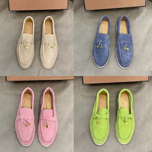 New Dress Shoes Summer Charms Walker White Sole Suede Loafers white black Beige Dark Grey Pink Sand volt flat designer sneakers With Box EUR 35-45