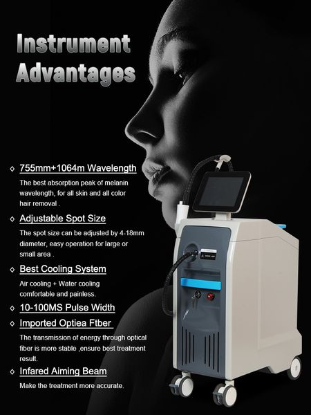 La más nueva máquina de tratamiento de la piel con longitud de onda láser dual 755nm 1064nm, máquina para eliminar pecas y acné, salón de belleza