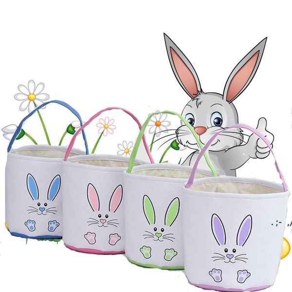 Date Pâques Lapin Seau Festive Bande Dessinée Lapin Oreille Panier Déjeuner Sac Fourre-Tout Animal Visage Motif Enfants Festival Cadeau ZZA10266