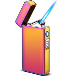 El más nuevo encendedor electrónico arco a prueba de viento pulso USB recargable cigarro eléctrico cigarrillo fumar Gas butano jet encendedores