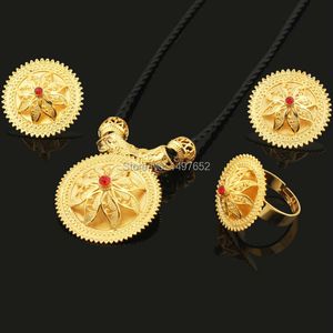 Nieuwste Ethiopische sieraden Sets Goudkleur Habesha Sieraden Sets voor Ethiopische / Afrikaanse Kerstcadeaus H1022