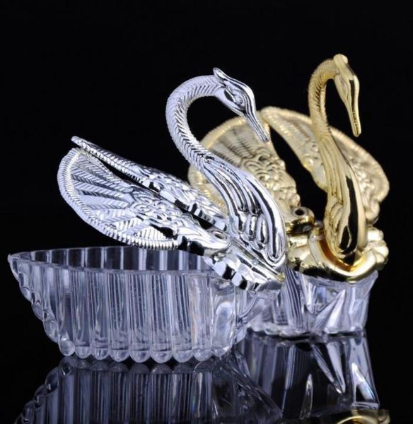 Más nuevos estilos europeos de plata cisne dulce regalo de boda dulce cajas de regalo de dulces cajas de regalo de regalos de dulces soportes de boda5935791