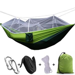 Nieuwste mode handige hangmat persoon draagbare parachute stoffen muggen netto hangmat voor binnencamping binnenshuis met behulp van C613